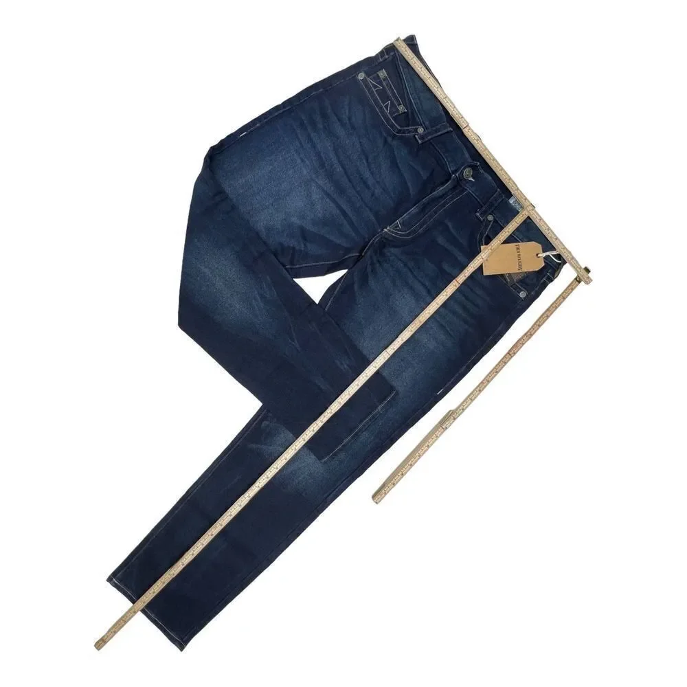 New True Religion Geno Men Denim Blue Jeans Relaxed Slim Deep Shadow US 42 - Picture 8 of 11